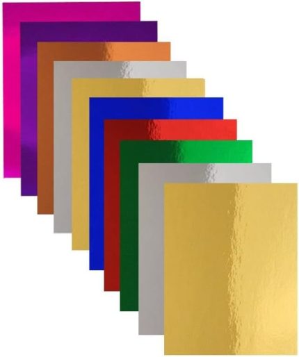 Aynalı Fon Kartonu A4 10 Renk 20X30 cm 1 Paket Okul Sınıf Dekoratif Pırıltılı Folyo Kağıt