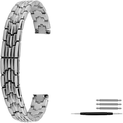 Saat Kayışı, Evrensel Çelik Kayış 8 mm 10 mm 12 mm 14 mm İnce Kadın Moda Kayış Bileklik Saat Kayışı Aksesuarları (Bant Rengi: Gümüş, Kayış Genişliği: 12 mm)