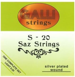 Music Uzun boyunlu Saz/Baglama için Galli Saz Strings S-20 | İtalya'da üretilmiştir | Hafif 0.20 Ölçer | Gg - gd - Aaa tuning