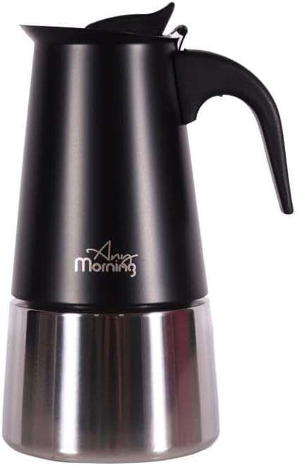 Morning FE001-6 Espresso Kahve Makinesi Paslanmaz Çelik İndüksiyonlu Moka Pot 300 Ml Siyah