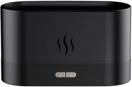 Renkli Şömine Tasarımı Hava Nemlendirici, Aromaterapi Özellikli Oda Kokusu, LED Işıklı Alev Efektli Buhar Makinesi (Siyah)