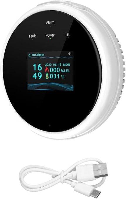 ile WiFi Gaz Kaçağı Dedektörü, USB ile Çalışan, Ekranlı, Sesli Alarm, Ev, Mutfak, Karavan için Doğalgaz ve Propan Gazı Tespiti