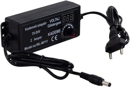 Lua 3 Volt - 24 Volt, 2 Amper, Ayarlanabilir Güç Adaptörü, 5.5x2.5mm Uçlu, Dijital Ekranlı Ayarlı Kademeli Adaptör,