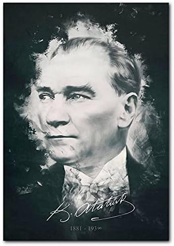 Ahşap Tablo Mustafa Kemal Atatürk Portresi Ve İmzası Görseli