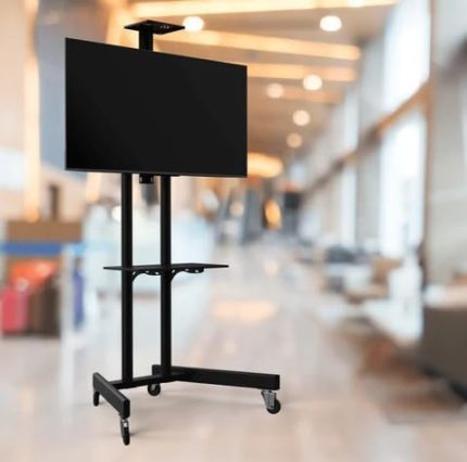 TV/Fuar ve Toplantı Odası Standı Video Kamera Askı Aparatlı Metal Ayaklı TV Sehpası/Ünitesi 40” inç – 75” inç