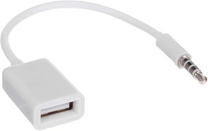 3.5mm Erkek Araba AUX Ses Jakı USB 2.0 Dişi Adaptör Dönüştürücü Kablosu OTG Kablosu (Beyaz)