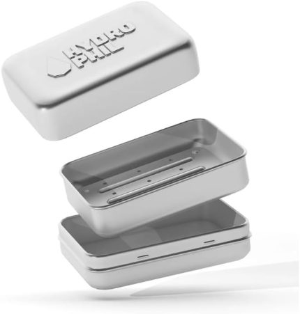 Alüminyum sabunluk,%100 plastik içermez, damlama ızgaralı, gümüş, sabun kutusu, seyahat için su geçirmez, sabunluk, sabunluk, seyahat, kamp ve ev için (1)