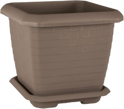 HK04 Hisar Kare Saksı No:4 Tabaklı 44,2 cm, 44 Litre Mocha