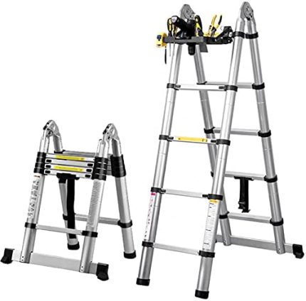 Alüminyum Çift Yönlü Teleskopik Merdiven (SEÇENEKLİ) (5,6 Metre - 2 x 9 Basamak)