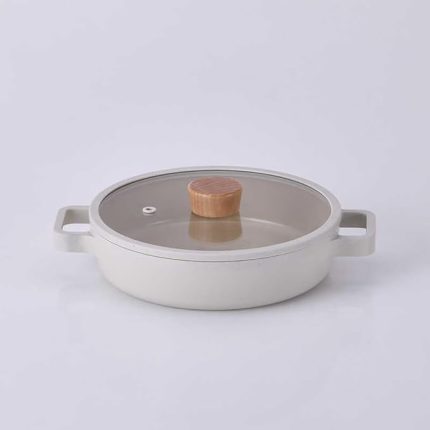 Fika Alüminyum Bej Cam Kapaklı Döküm Sahan 22 Cm