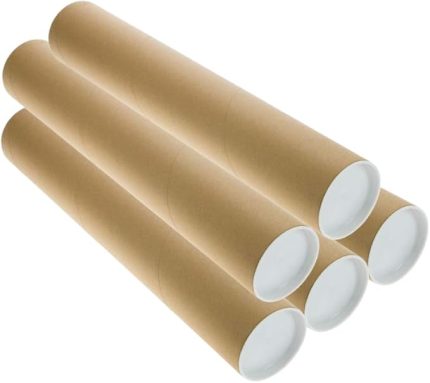 5 ADET Postüp Kapaklı Silindir Kutu Karton Rulo Gönderi Poster Afiş Harita Tüpü Gönderi Kutuları (45 Cm)