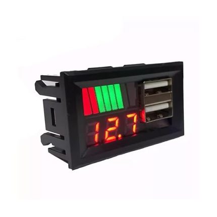 Dijital Voltmetre, USB Çıkışlı Akü Göstergeli, DC 12Volt Aküler İçin,