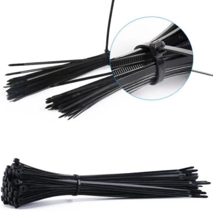 4,8x380 Siyah 38cm Kablo Bağı Plastik Cırt Kelepçe Toplayıcı-100 Adet
