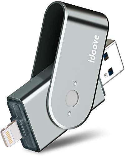 iPhone ve iPad için USB Flash Sürücü Fotoğraf Çubuğu Bellek Çubuğu — USB 3.0 — iOS PC Mac ve Windows PC için Harici Depolama Adaptörü Genişletme (128G, Gri)