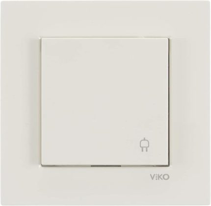 Karre Krem Çocuk Korumalı Kapakli Topraklı Priz