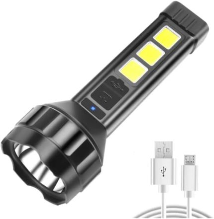 659 Usb Şarjlı El Feneri COB Yan Işık Güçlü El Feneri USB Şarj Edilebilir Açık Kamp Lambası Taşınabilir