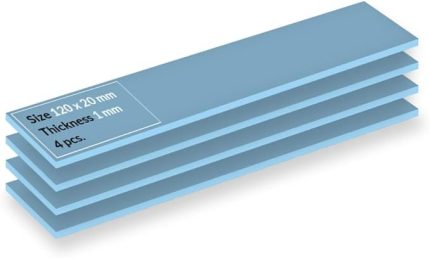 TP-3: Üstün Performanslı Termal Ped, 120 x 20 x 1,0 mm (Performans Kaybı Olmadan 2,0 mm'ye Kadar İstiflenebilir), 4 Adet - Yüksek Performans, Özellikle Yumuşak, İdeal Boşluk Doldurucu, Köprü