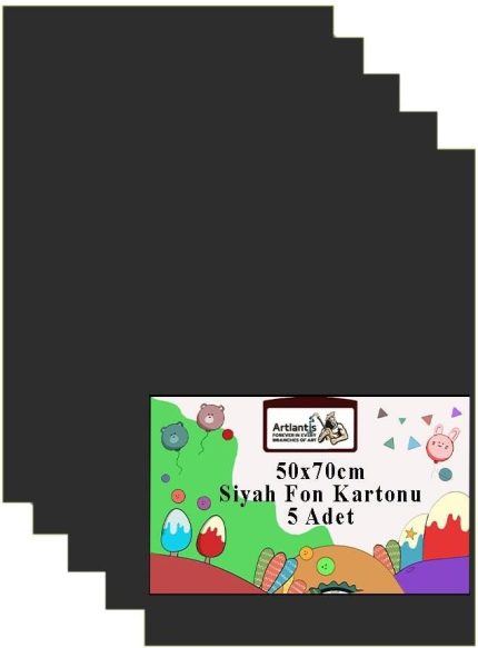 Fon Kartonu 50x70 cm 120 gr 5 Adet 50 * 70 cm Renkli Fon Kartonu Kağıdı 120 Gr Okul Sınıf Etkinlik Kreş Okul Öncesi Siyah