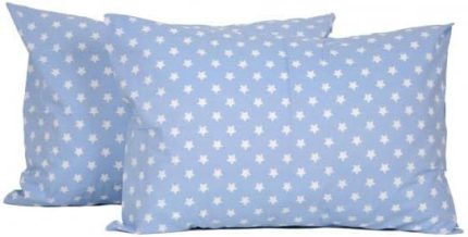 Pamuklu Ranforce 2'li 50x70 Yastık Kılıfı - Mavi Yıldız Desenli
