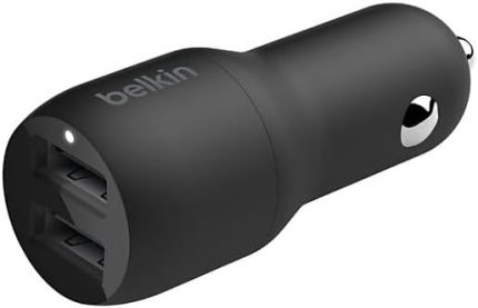 Boost Charge Çift Bağlantı Noktalı 24 W Araç Şarjı, iPhone ve Android telefon uyumlu, Siyah, CCB001btBK