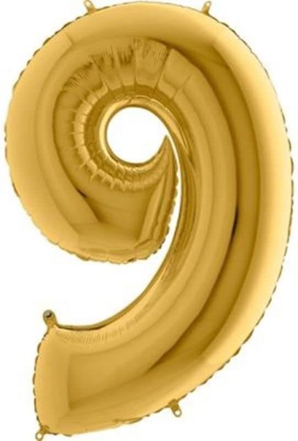 VİTRİNİ 9 Rakamlı 16 İnç Gold Renk Folyo Balon 36 CM (Altın)