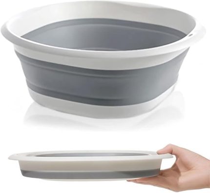 yıkama kasesi, 5 l taşınabilir bulaşık kabı, katlanabilir, 32 cm, çok amaçlı kamp lavabosu, katlanır kase, katlanabilir yıkama teknesi, saklama kabı, ev, mutfak, kamp için (gri)