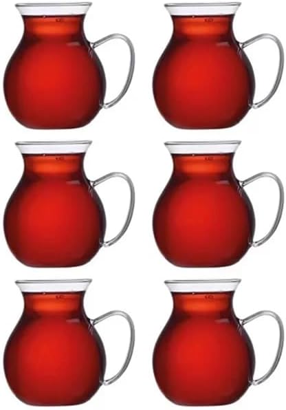 Home Keyfi Ala 6'lı Borosilikat Cam Çay Bardağı Seti, 200ml Termisil Kupa, Şık ve Dayanıklı, Çay Vakti için İdeal (6 Adet)