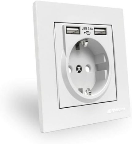 Çift USB'li Topraklı Priz (2.4A Hızlı Şarj+Çocuk Koruma)