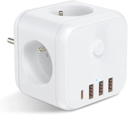 Ac Priz Soketli 3 USB+TYPE-C Akım Korumalı, 7 in 1 Priz, 16A Maks, 4000W