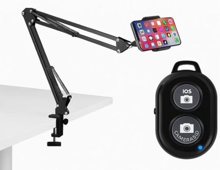 Tripodu 360 Derece Ayarlanabilir Masaüstü Süspansiyonlu Üst Çekim Youtuber Yayıncı StandI bluetooth kumandalı