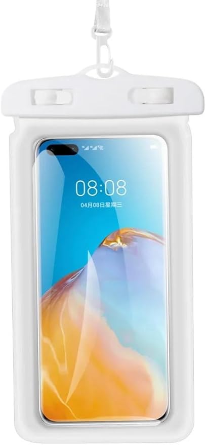 Su Geçirmez Hava Yastıklı Askılı Telefon Koruma Deniz Havuz Banyo Dokunmatik Kılıf Beyaz