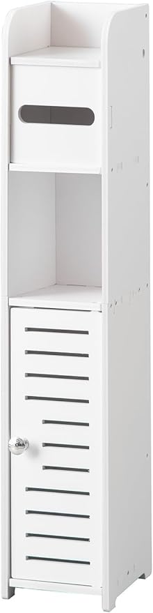 Dolabı, Raflı Serbest Duran Beyaz PVC Tuvalet Kağıdı Tutacağı, Banyo Depolama Doku Düzenleyici, Tuvalet Kağıdı Tutacağı Dispenserli Sütun Dolap Serbest Daimi