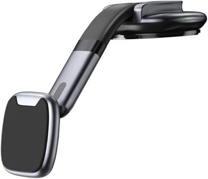 Manyetik Telefon Tutucu Çok İşlevli Vantuzlu Araba Gösterge Paneli Telefon Tutucu Geri Çekilebilir ve Bükülebilir Kol 6 Mıknatıs telefon Siyah ve Gri