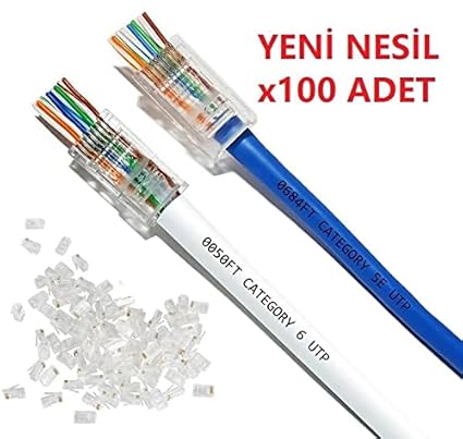 Plus PrimeX PX-560C6 RJ-45 Cat6 100 Lü Paket Yeni Nesil RJ45 Jack UTP - Görsel 2