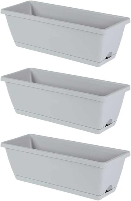3 ADET Dikdörtgen Bitki Saksısı, Bonsai Saksısı ve Su Drenajı/Rezervasyon Sistemi Dış Mekan Saksısı, Drenaj Delikli Plastik Çiçek Saksıları Sukulent Bitki Saksısı Bahçe Sebze Kabı
