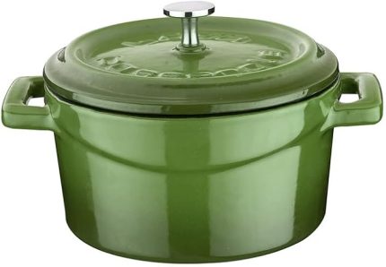 Metal Döküm Mini Tencere, 10 cm, 0.35 L Hacim, Yeşil