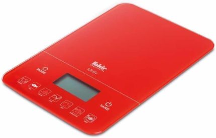 Molly Dijıtal Mutfak Tartısı Kırmızı, 10 kg ölçme, 7 gıda kalori analiz, cam gövde, led ekran