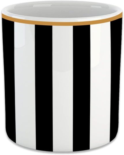 Dikey Siyah Çizgili Espresso, Double Türk Kahvesi Fincanı - Kulpsuz Bardak