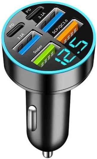 Ekran Araç Şarj Cihazı 4 USB, 3.1A, QC9.0, 55W, Hızlı Şarj, PD,