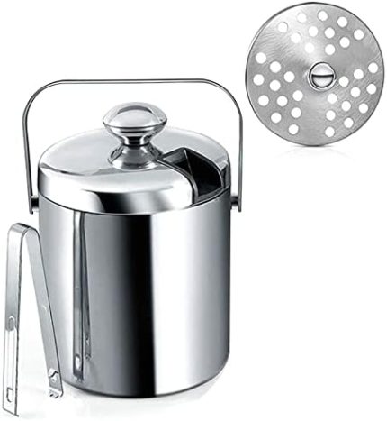 Kapaklı Buz Kovası, Kapaklı Çift Duvarlı Buz Kovası, Paslanmaz Çelik, 1,3 Litre Yalıtımlı Buz Kovası