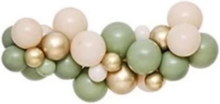 Yeşili Sütlü Kahve Krom Gold Balon Seti 35 Adet