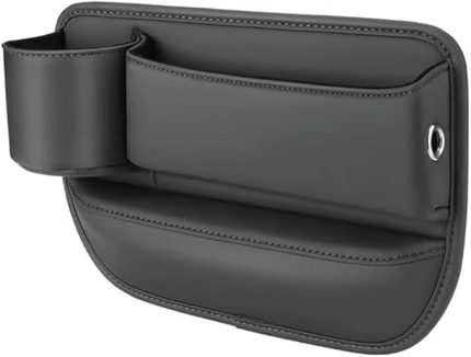 Araba Koltuğu Boşluk Doldurucu Düzenleyici, Oto Ön Koltuk PU Deri Araba Saklama Kutusu, Bardak Tutuculu, Telefon Tutmak için Araba Düzenleyici, Güneş Gözlüğü, Kartlar (Siyah, Sürücü Tarafı)