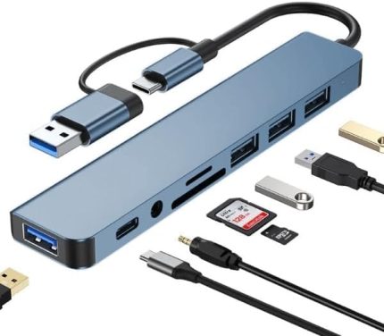 Home Çoklayıcı Adaptör 8 in 2 USB Type-C to USB A, USB C, SD/TF Kart Okuyucu – MacBook ve Laptop Uyumlu Çok Portlu USB HUB Çoğaltıcı