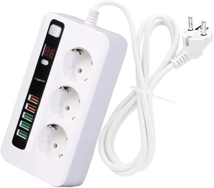 Üçlü Priz 5 USB Portlu Akıım Korumalı Yangına Dayanıklı 3000 W On/off Düğmeli 2 Metre Uzatma Kablolu 3'lü Priz