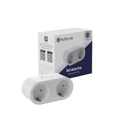 Akım Korumalı İkili Wi-Fi Akıllı Priz, 16 Amper, Enerji İzleme, Çocuk Kilidi, Uygulama ile Uzaktan Kontrol
