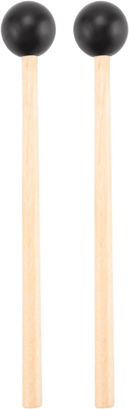 2 adet yumuşak kauçuk sopa ahşap saplı çan tokmaklar Glockenspiel ksilofon çan müzik aletleri parçaları siyah