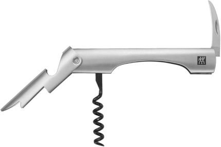 Sommelier Garson Tipi Tirbuşon, Paslanmaz Çelik, Metalik Gri