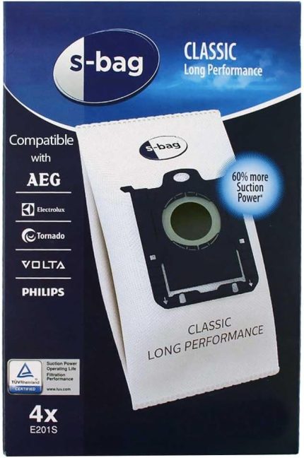Philips, Electrolux ile Uyumlu S-Bag Süpürge Torbası 4lü Paket
