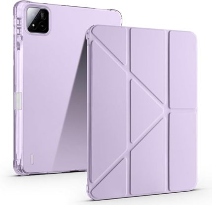 Xiaomi Pad 7 Kılıf Silikon Standlı Kalem Bölmeli Kılıf Lila