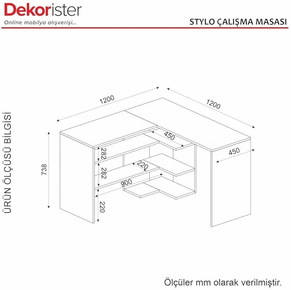 Stylo Çalışma Masası Safir - Antrasit - Görsel 2